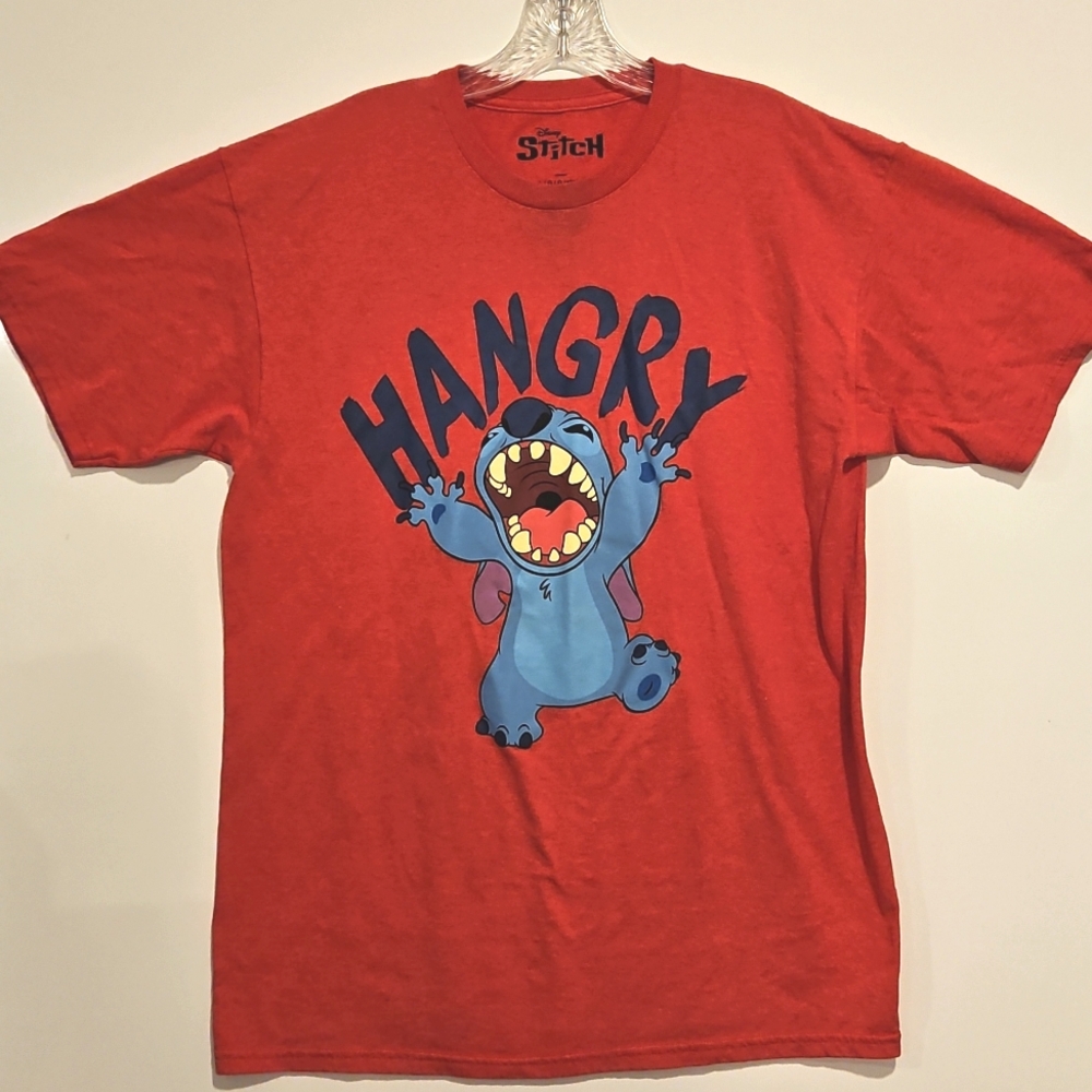 Disney STITCH Hangry red short sleeve graphic tee Lg. WDW movie merch - Picture 3 of 7